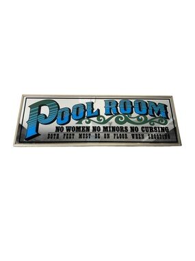 Vintage Pool Room Mirror Sign No Women No Minors No Cursing Game Room Pool Bar